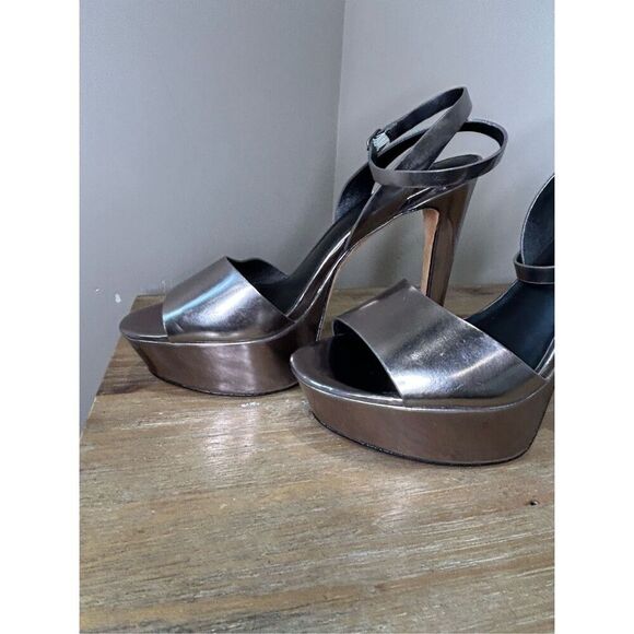 HALSTON HERITAGE LEATHER PLATFORM SANDALS - Picture 5 of 8